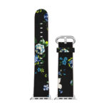 A.l11.1.5 Up Black & Blue StrapsCo Leather Watch Band Strap With Peonies Floral Pattern For Apple Watch Series 1234 38mm 40mm 42mm 44mm
