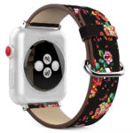 A.l11.1.6 Back Black & Red StrapsCo Leather Watch Band Strap With Peonies Floral Pattern For Apple Watch Series 1234 38mm 40mm 42mm 44mm
