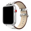A.l11.22 Main White StrapsCo Leather Watch Band Strap With Peonies Floral Pattern For Apple Watch Series 1234 38mm 40mm 42mm 44mm