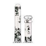 A.l11.22 Up White StrapsCo Leather Watch Band Strap With Peonies Floral Pattern For Apple Watch Series 1234 38mm 40mm 42mm 44mm