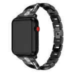 A.m14.mb Main Black StrapsCo Alloy Metal Link Watch Bracelet Band With Rhinestones For Apple Watch Series 1234 38mm 40mm 42mm 44mm