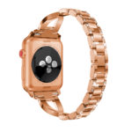 A.m14.rg Back Rose Gold StrapsCo Alloy Metal Link Watch Bracelet Band With Rhinestones For Apple Watch Series 1234 38mm 40mm 42mm 44mm