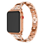 A.m14.rg Main Rose Gold StrapsCo Alloy Metal Link Watch Bracelet Band With Rhinestones For Apple Watch Series 1234 38mm 40mm 42mm 44mm