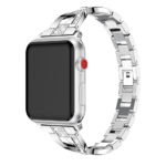 A.m14.ss Main Silver StrapsCo Alloy Metal Link Watch Bracelet Band With Rhinestones For Apple Watch Series 1234 38mm 40mm 42mm 44mm