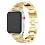 A.m15.yg Main Yellow Gold StrapsCo Stainless Steel Link Watch Bracelet Band With Rhinestones For Apple Watch Series 1234 38mm 40mm 42mm 44mm