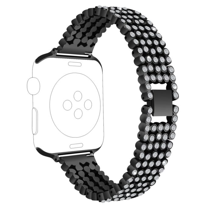 A.m16.mb Alt Black StrapsCo Alloy Metal Link Watch Bracelet Band With Rhinestones For Apple Watch Series 1234 38mm 40mm 42mm 44mm