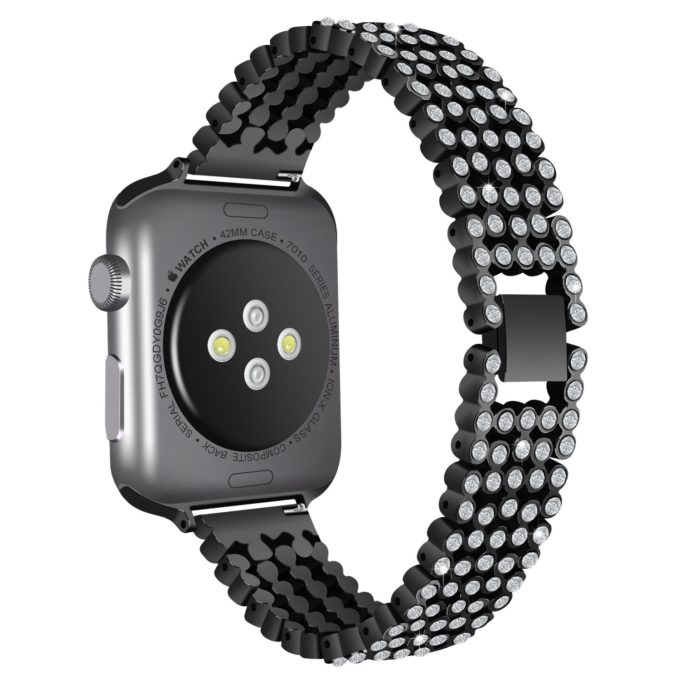 A.m16.mb Back Black StrapsCo Alloy Metal Link Watch Bracelet Band With Rhinestones For Apple Watch Series 1234 38mm 40mm 42mm 44mm