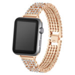 A.m16.rg Main Rose Gold StrapsCo Alloy Metal Link Watch Bracelet Band With Rhinestones For Apple Watch Series 1234 38mm 40mm 42mm 44mm