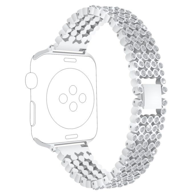 A.m16.ss Alt Silver StrapsCo Alloy Metal Link Watch Bracelet Band With Rhinestones For Apple Watch Series 1234 38mm 40mm 42mm 44mm