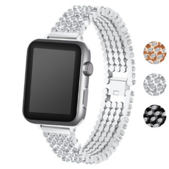 A.m16.ss Gallery Silver StrapsCo Alloy Metal Link Watch Bracelet Band With Rhinestones For Apple Watch Series 1234 38mm 40mm 42mm 44mm