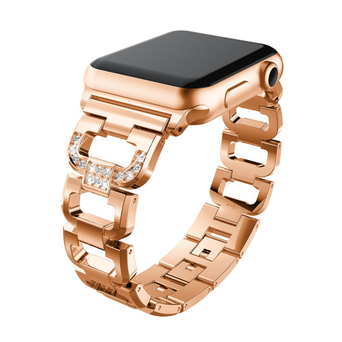 A.m17.rg Main Rose Gold StrapsCo Alloy Metal Link Watch Bracelet Band Strap With Rhinestones For Apple Watch Series 1234 38mm 40mm 42mm 44mm