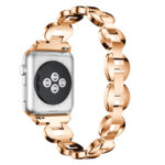 A.m18.rg.5 Back Rose Gold & Blue StrapsCo Alloy Metal Link Watch Bracelet Band With Rhinestones For Apple Watch Series 1234 38mm 40mm 42mm 44mm