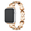 A.m18.rg.5 Main Rose Gold & Blue StrapsCo Alloy Metal Link Watch Bracelet Band With Rhinestones For Apple Watch Series 1234 38mm 40mm 42mm 44mm