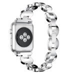 A.m18.ss.22 Back Silver & White StrapsCo Alloy Metal Link Watch Bracelet Band With Rhinestones For Apple Watch Series 1234 38mm 40mm 42mm 44mm