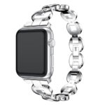 A.m18.ss.22 Main Silver & White StrapsCo Alloy Metal Link Watch Bracelet Band With Rhinestones For Apple Watch Series 1234 38mm 40mm 42mm 44mm