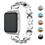 A.m18.ss.5 Gallery Silver & Blue StrapsCo Alloy Metal Link Watch Bracelet Band With Rhinestones For Apple Watch Series 1234 38mm 40mm 42mm 44mm