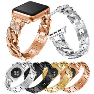 A.m33 All Colour StrapsCo Alloy Metal Link Watch Bracelet Band With Rhinestones For Apple Watch Series 1234 38mm 40mm 42mm 44mm