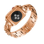 A.m33.rg Back Rose Gold StrapsCo Alloy Metal Link Watch Bracelet Band With Rhinestones For Apple Watch Series 1234 38mm 40mm 42mm 44mm
