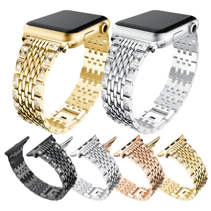 A.m35 All Colour StrapsCo Alloy Metal Watch Bracelet Band Strap With Rhinestones For Apple Watch Series 4 40mm 44mm
