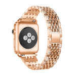 A.m35.rg Back Rose Gold StrapsCo Alloy Metal Watch Bracelet Band Strap With Rhinestones For Apple Watch Series 4 40mm 44mm