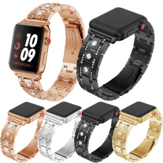 A.m36 All Colour StrapsCo Alloy Metal Link Watch Bracelet Band Strap With Rhinestones For Apple Watch Series 4 40mm 44mm