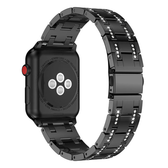 A.m36.mb Back Black StrapsCo Alloy Metal Link Watch Bracelet Band Strap With Rhinestones For Apple Watch Series 4 40mm 44mm