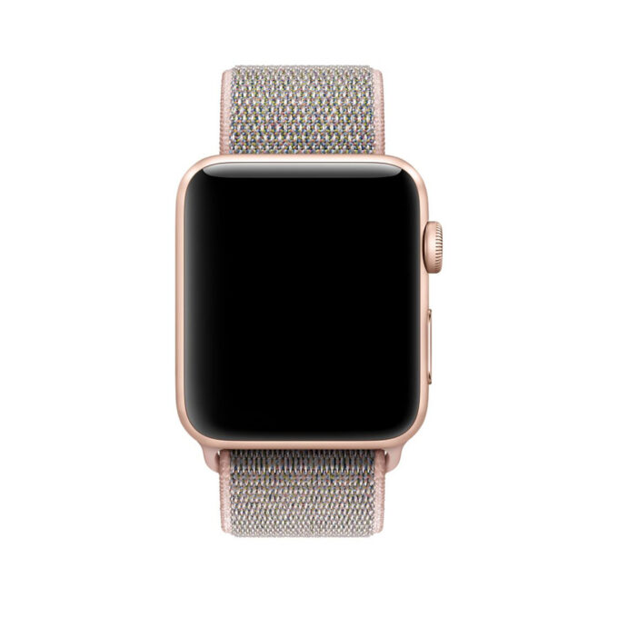 A.ny3.13.7 Front Pink & Grey StrapsCo Woven Nylon Watch Band Strap For Apple Watch Series 123 38mm 42mm