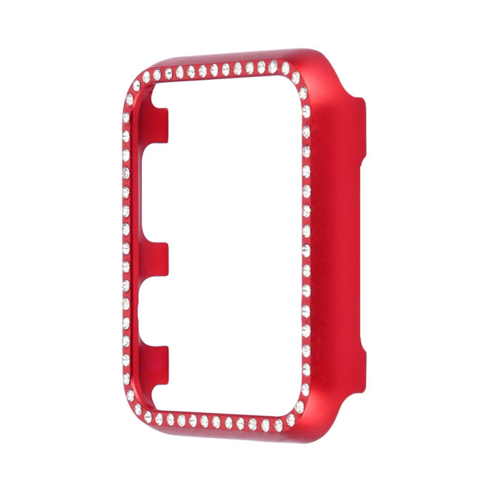 A.pc6.6 Front Red StrapsCo Alloy Metal Protective Case With Rhinestones For Apple Watch Series 1234 38mm 40mm 42mm 44mm