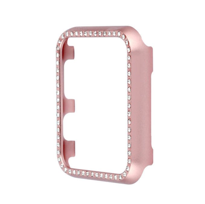 A.pc6.rg Front Rose Gold StrapsCo Alloy Metal Protective Case With Rhinestones For Apple Watch Series 1234 38mm 40mm 42mm 44mm