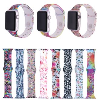 A.r4 All Colour StrapsCo Silicone Rubber Colorful Pattern Watch Band Strap For Apple Watch Series 123 38mm 42mm