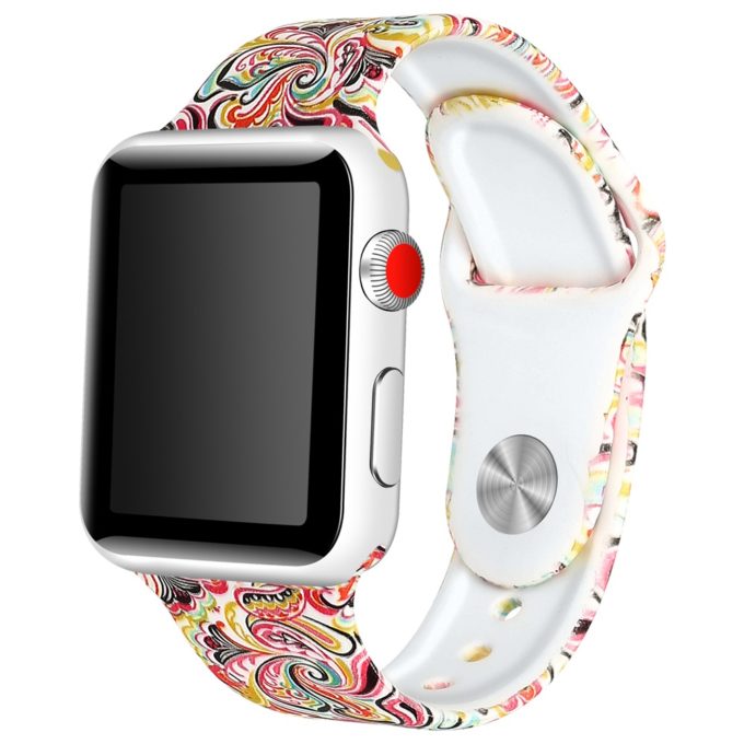 Flowers Marble Silicone Watch Band Strap for Apple Watch Series 8/7/6/5/4/3/2/SE