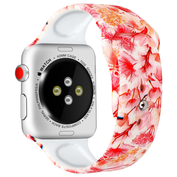 A.r4.d Back Spring Flowers StrapsCo Silicone Rubber Colorful Pattern Watch Band Strap For Apple Watch Series 123 38mm 42mm