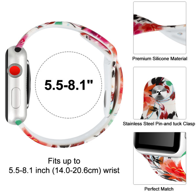 A.r4.e Diagram Garden Flowers StrapsCo Silicone Rubber Colorful Pattern Watch Band Strap For Apple Watch Series 123 38mm 42mm