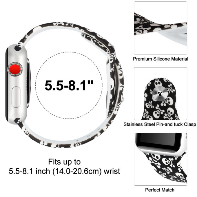 A.r4.f Diagram Skull & Bones StrapsCo Silicone Rubber Colorful Pattern Watch Band Strap For Apple Watch Series 123 38mm 42mm