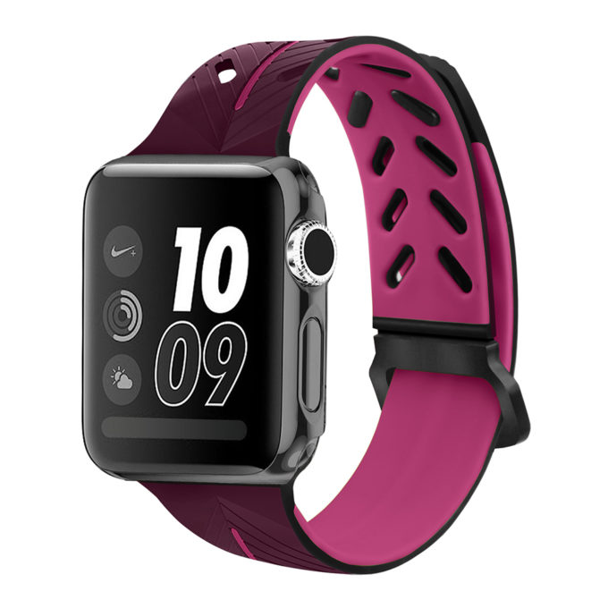 A.r5.13 Main Fuchsia StrapsCo Silicone Rubber Watch Band Strap For Apple Watch Series 123 38mm 42mm