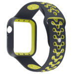 A.r8.1.10 Back Black & Yellow StrapsCo Silicone Rubber Watch Band Strap With Case Protector For Apple Watch Series 4 40mm 44mm