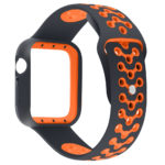 A.r8.1.12 Back Black & Orange StrapsCo Silicone Rubber Watch Band Strap With Case Protector For Apple Watch Series 4 40mm 44mm