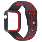 A.r8.1.6 Back Black & Red StrapsCo Silicone Rubber Watch Band Strap With Case Protector For Apple Watch Series 4 40mm 44mm