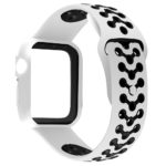 A.r8.22.1 Back White & Black StrapsCo Silicone Rubber Watch Band Strap With Case Protector For Apple Watch Series 4 40mm 44mm