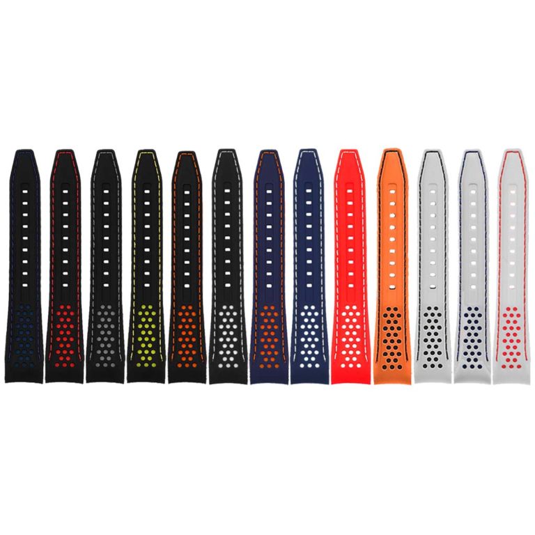 Rubber Perforated Rally Strap with Curved Ends For Omega Speedmaster ...