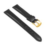 St19.1.yg Angle Black (Yellow Gold Buckle) Womens Smooth Leather Watch Band Strap