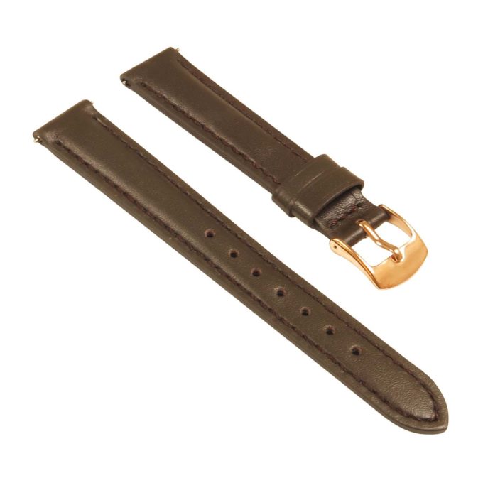 St19.2.rg Angle Brown (Rose Gold Buckle) Womens Smooth Leather Watch Band Strap