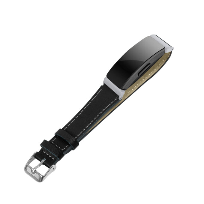 Fb.l21.1 Angle Black StrapsCo Leather Watch Band Strap With Contour Stitching For Fitbit Inspire & Inspire HR