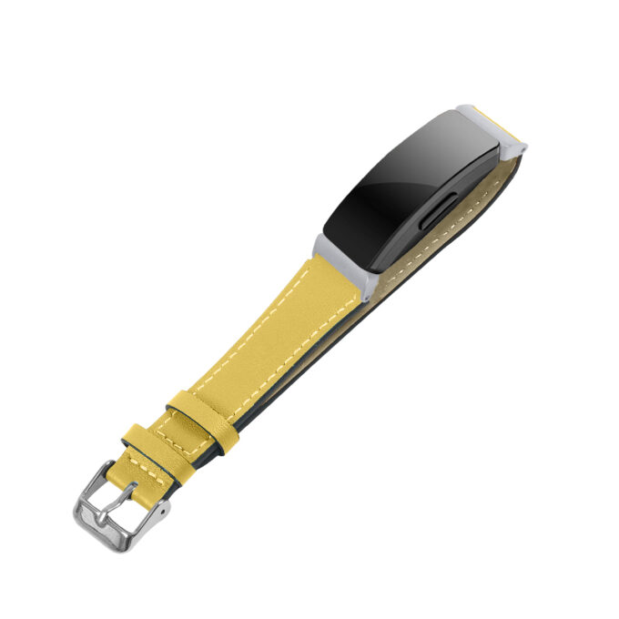 Fb.l21.10 Angle Yellow StrapsCo Leather Watch Band Strap With Contour Stitching For Fitbit Inspire & Inspire HR