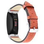 Fb.l21.12 Main Orange StrapsCo Leather Watch Band Strap With Contour Stitching For Fitbit Inspire & Inspire HR