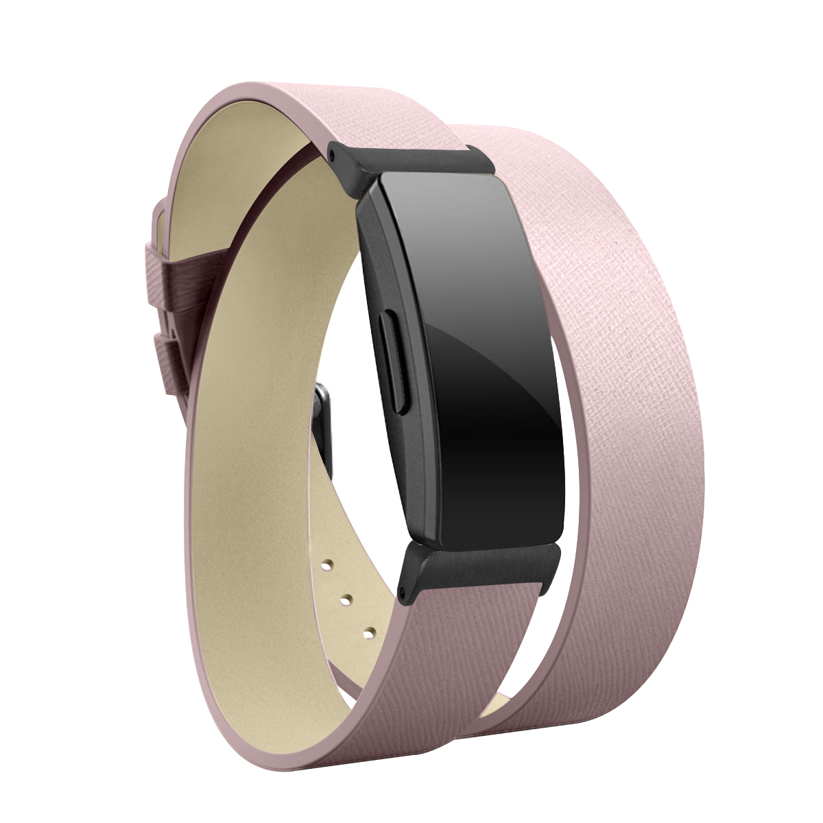 Black Double Wrap Soft Leather Band Strap for Fitbit Versa 2