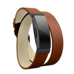 Fb.l31.2.mb Angle Brown With Black Buckle StrapsCo Double Wrap Around Leather Watch Band Strap With Black Buckle For Fitbit Inspire & Inspire HR
