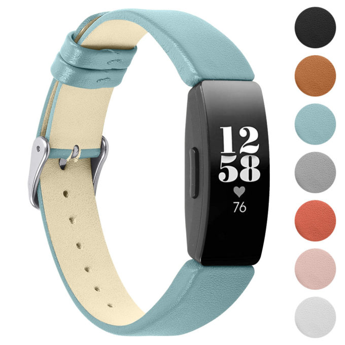 Fb.l32.5 Gallery Teal StrapsCo Smooth Leather Watch Band Strap For Fitbit Inspire & Inspire HR