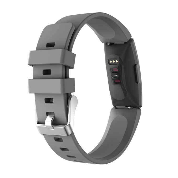 Fb.r42.7 Back Grey StrapsCo Silicone Rubber Watch Band Strap For Fitbit Inspire & Inspire HR Small Large