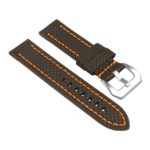 St25.1.12 Angle Black & Orange Heavy Duty Carbon Fiber Watch Strap